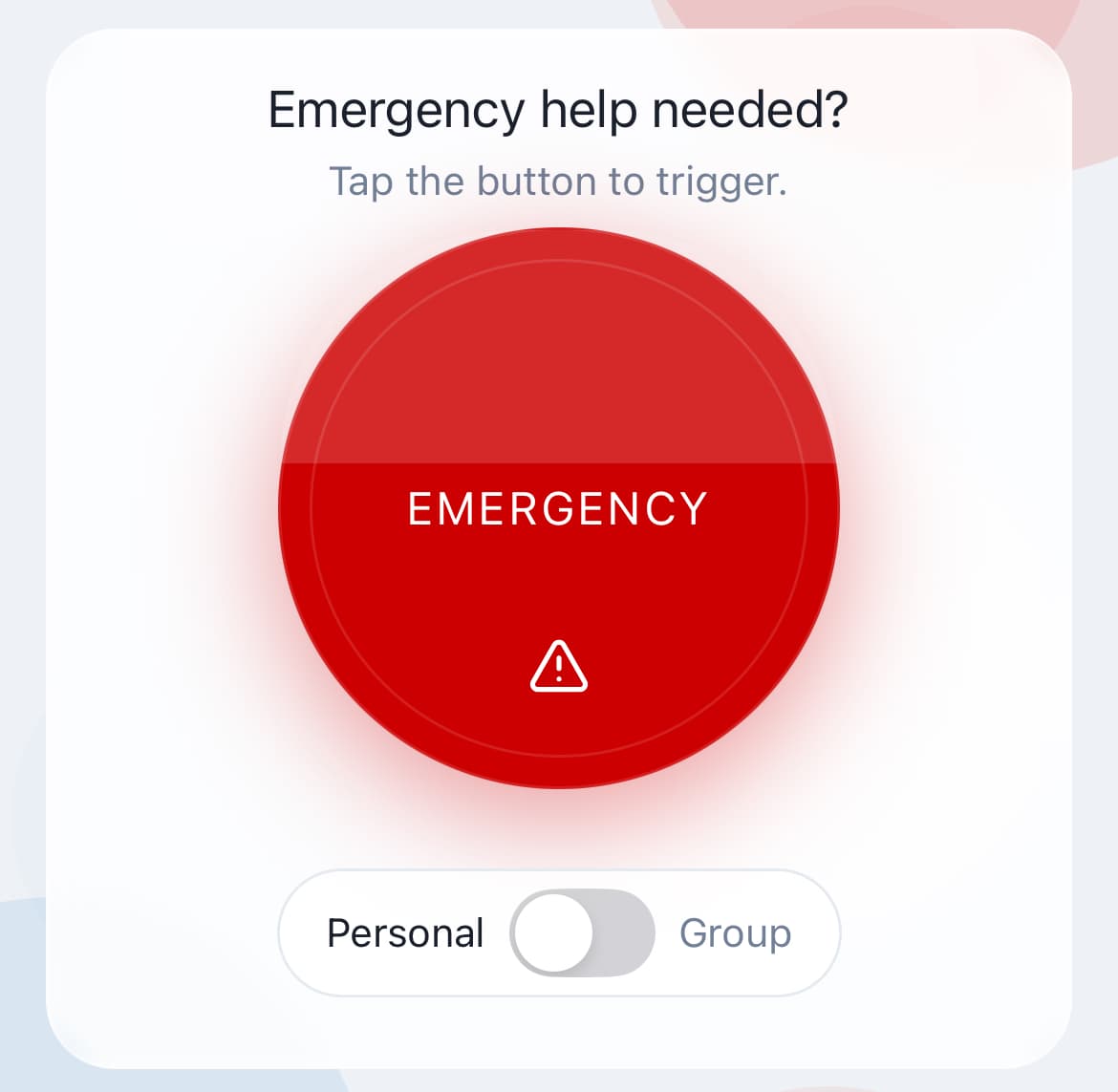 AlertTrak emergency button — one tap to trigger